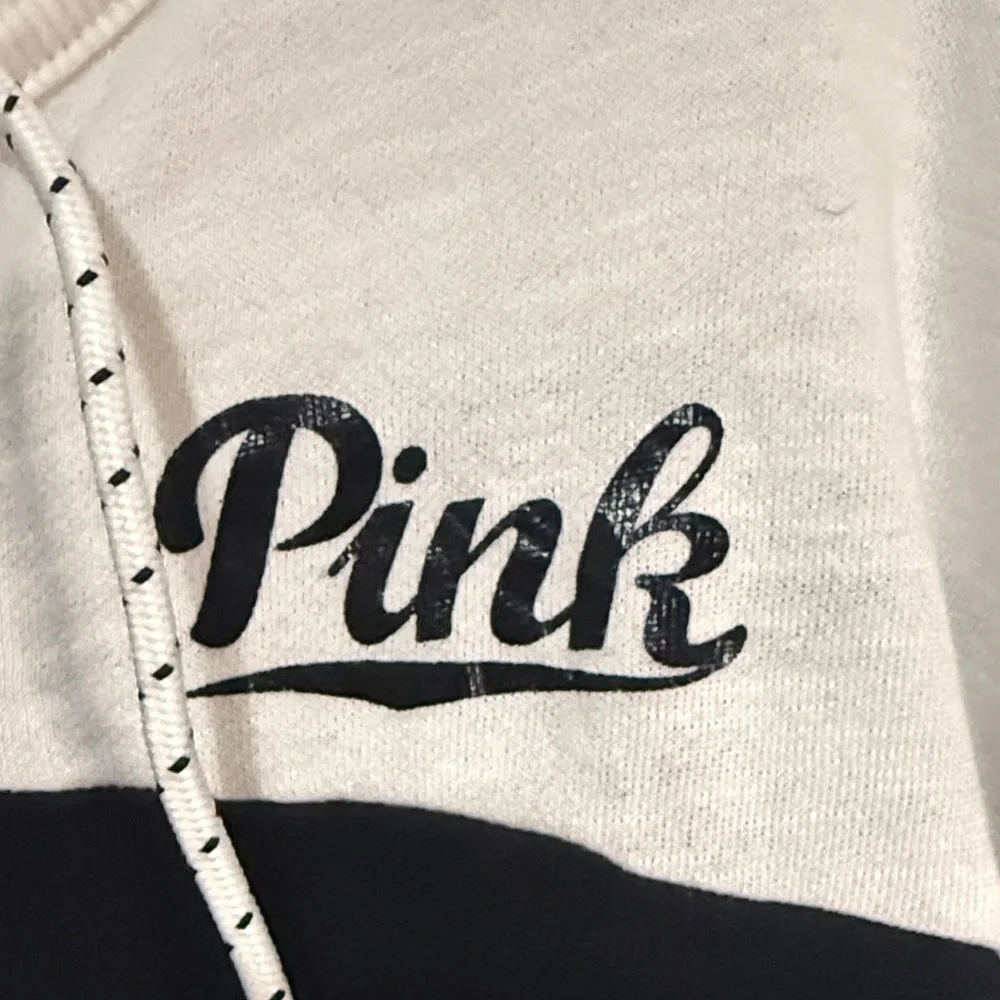 PINK Victoria's Secret Black and White Lace-Up Sweatshirt - Picture 2 of 7